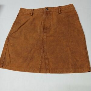She + Sky Denim Mini Skirt w/ Pockets Burnt Orange Brown Size M 100% Cotton